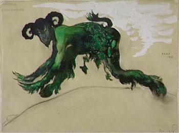 Drawing young divinity narcisse costume, ballet diaghilev